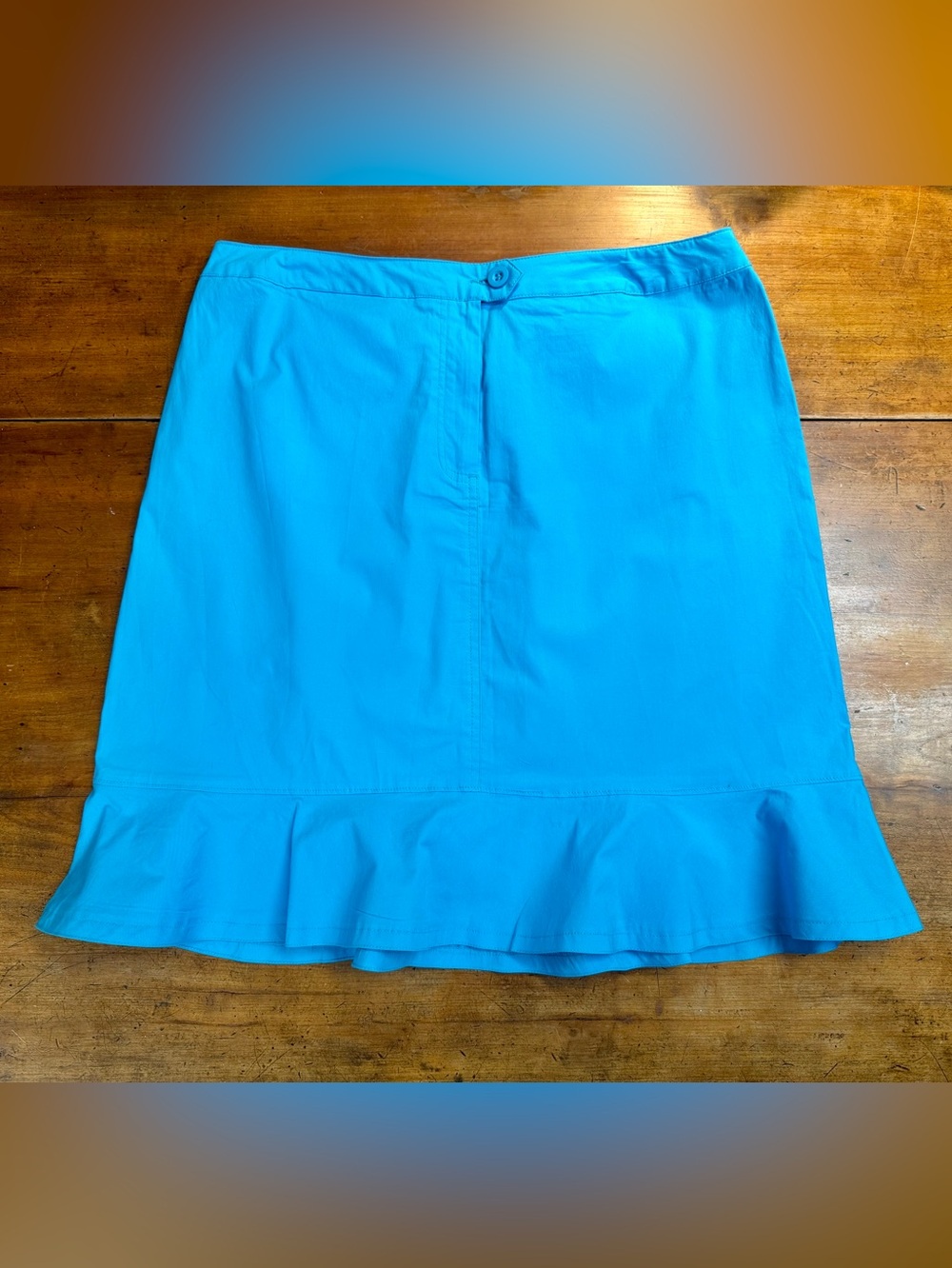 Women's Susquehanna Trail Outfitters Turquoise Blue Ruffle-Hem Skirt, Size 12